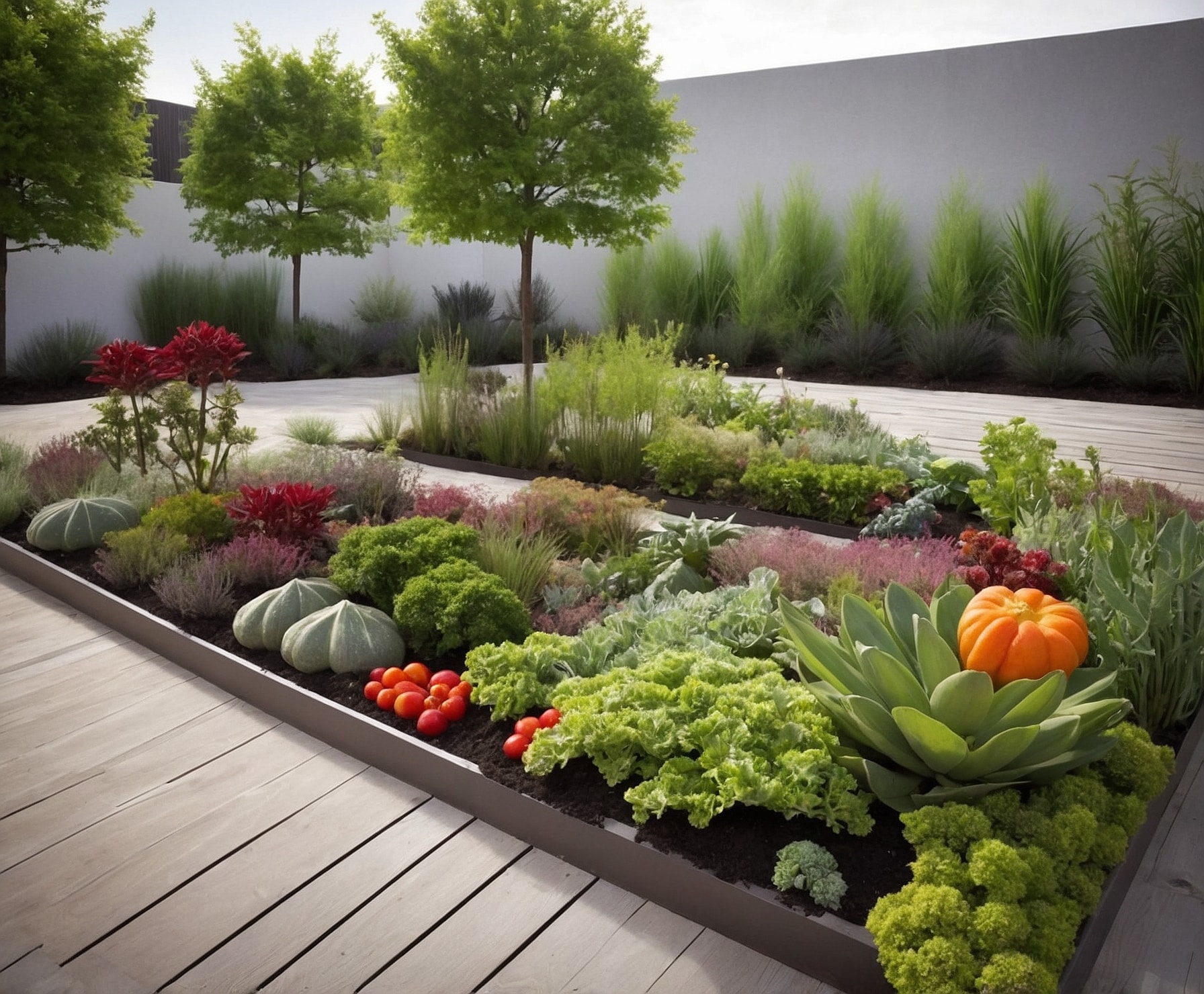 Diseño de jardín comestible urbano sostenible